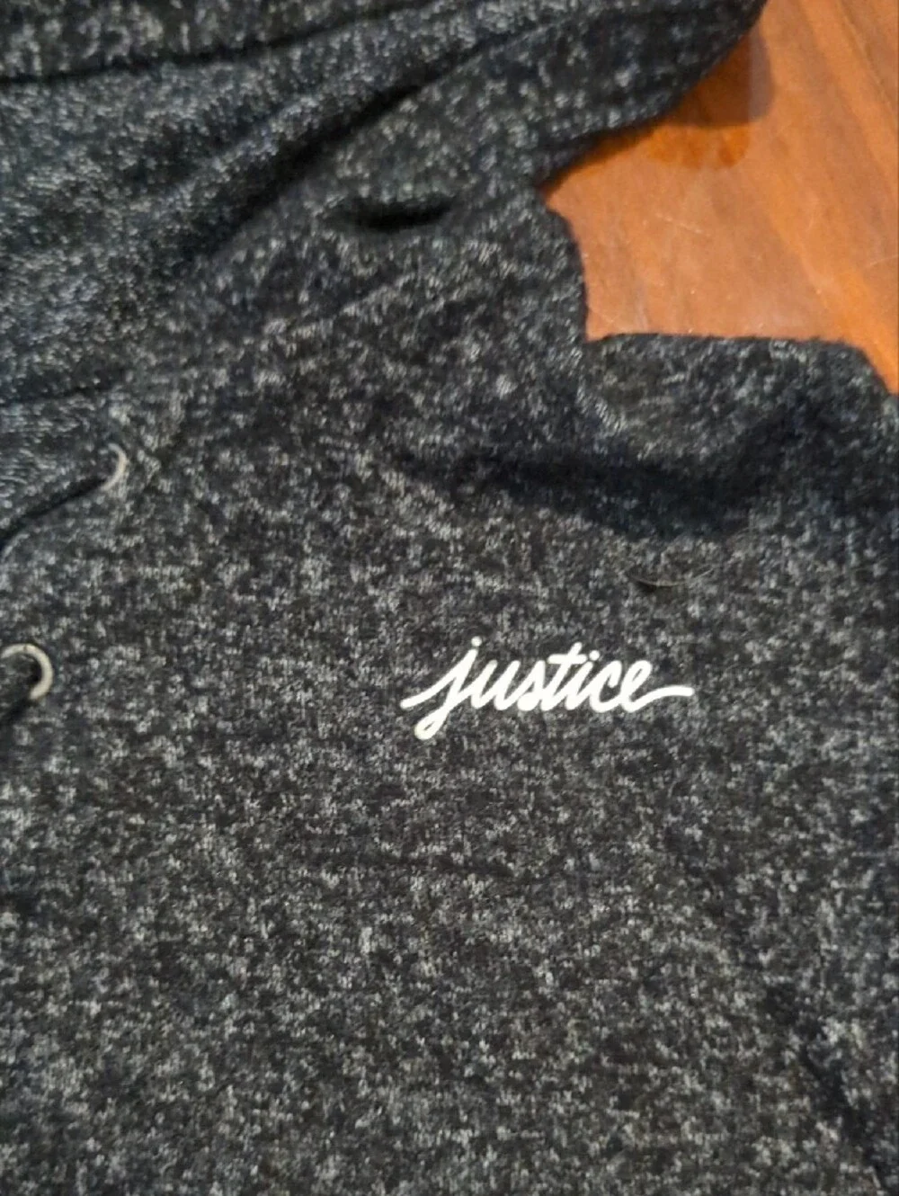 Justice Charcoal Gray Lace-Up Cowl Turtleneck Sweater